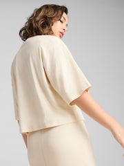 Blanco tiz - Puma Womens WARDROBE ESS Oversized Short T-Shirt - Imagen 3 de 3