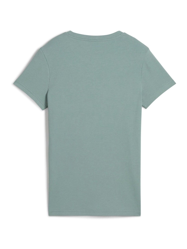 Puma Green Womens ESS ELEVATED Rib T-Shirt - Image 3 of 3