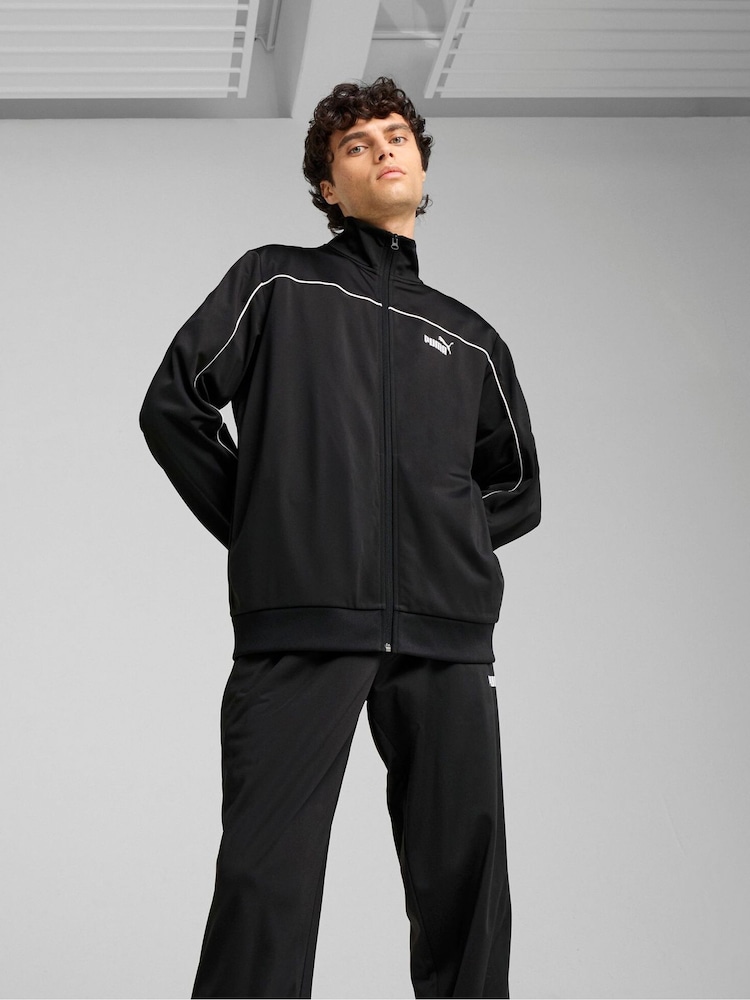 Puma Black Mens Poly Piping Tracksuit - Image 1 of 5