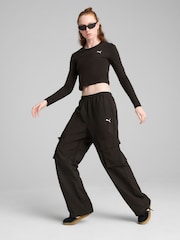 Puma Black Womens WARDROBE ESS Longsleeve Baby T-Shirt - Image 1 of 3