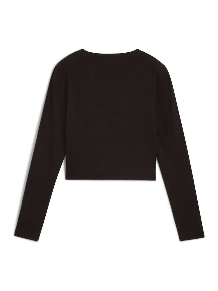 Puma Black Womens WARDROBE ESS Longsleeve Baby T-Shirt - Image 2 of 3