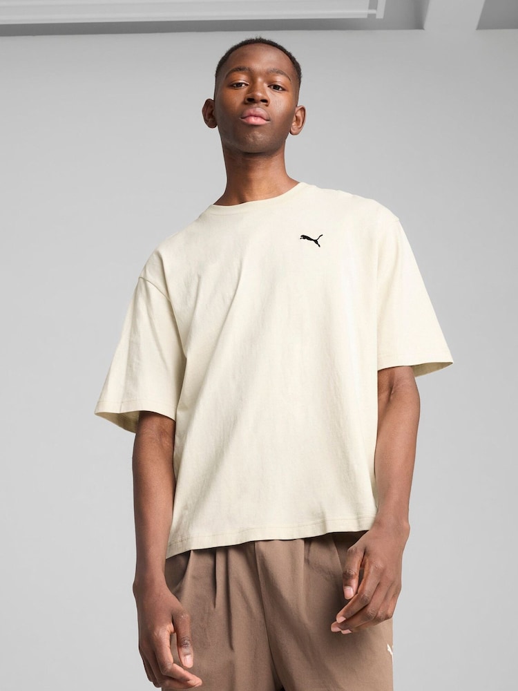 Puma Chalk White Mens WARDROBE ESS Boxy T-Shirt - Image 1 of 3