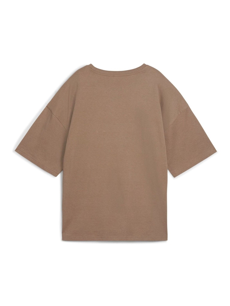 Puma Brown Womens Oversized WARDROBE ESS T-Shirt - Image 3 of 3
