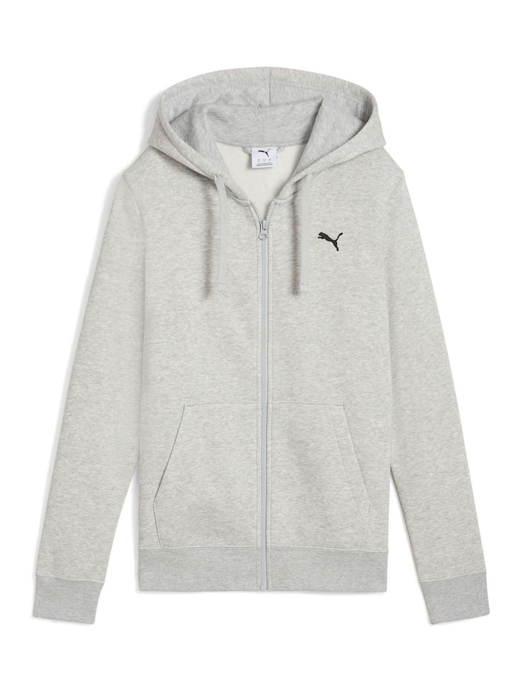 Puma Grey Womens Essentials Full Zip Hoodie Hooded Sweat Jacket - Image 4 of 5