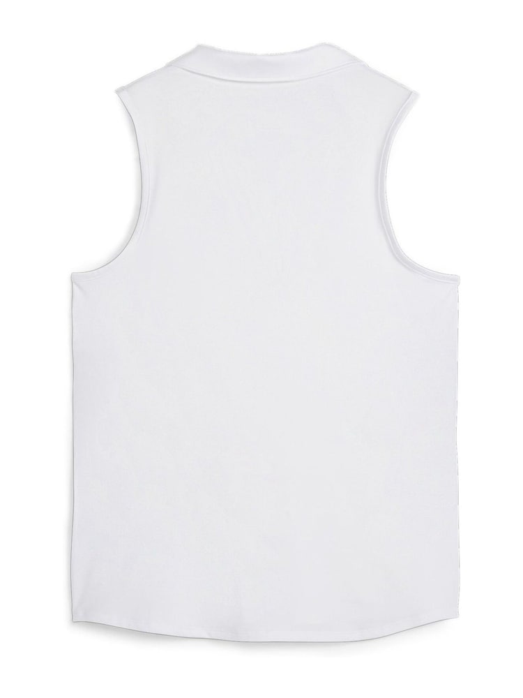 Puma White Womens Cloudspun Piped Sleeveless Golf Polo Shirt - Image 4 of 4