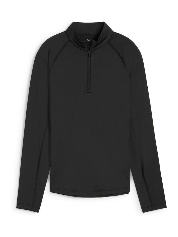 Puma Black Womens YOU-V Solid Quarter-Zip Golf Top - Image 2 of 2