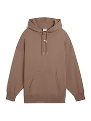Puma Brown Oversized Womens Wardrobe Essentials Hoodie - Image 4 of 5
