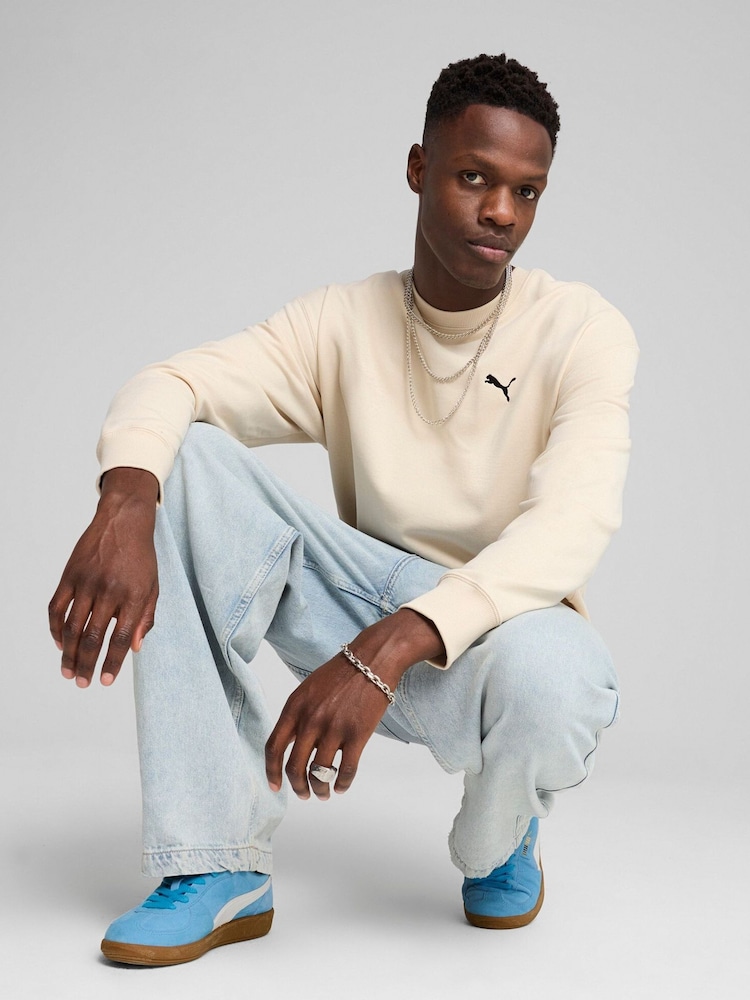 Puma Cream Mens WARDROBE ESS Relaxed Crew Sweatshirt - Image 1 of 5