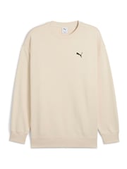 Puma Cream Mens WARDROBE ESS Relaxed Crew Sweatshirt - Image 4 of 5