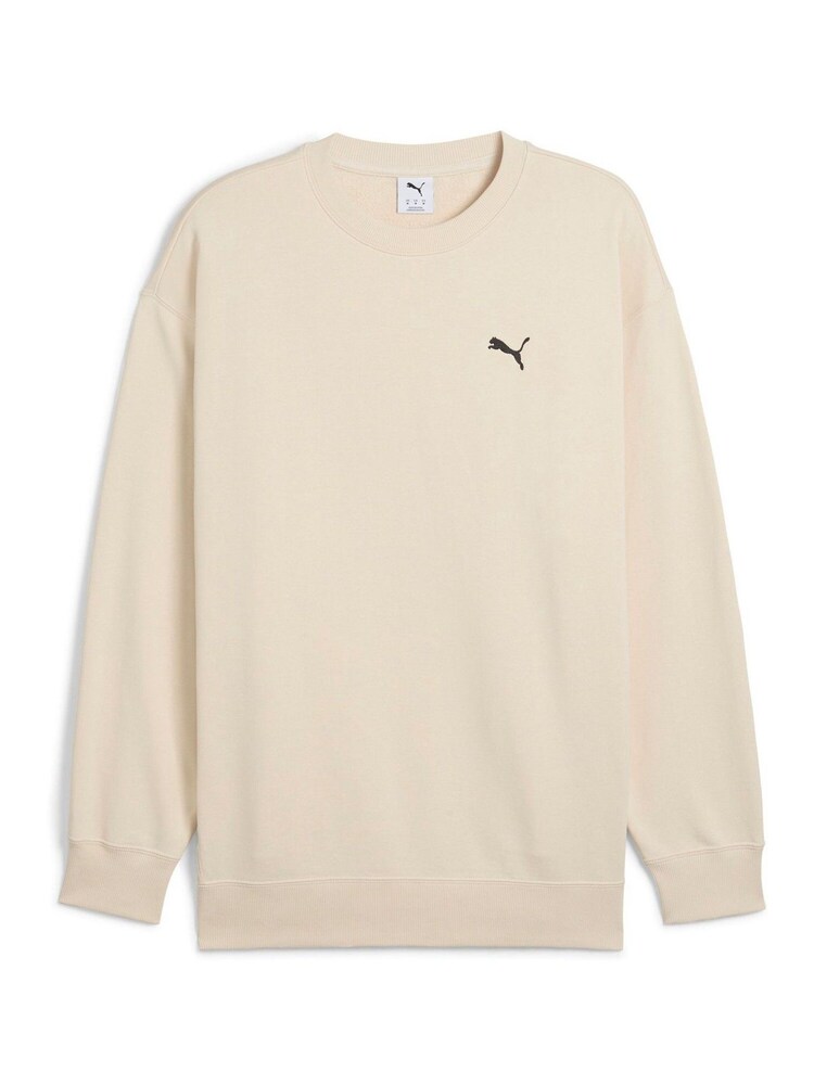 Puma Cream Mens WARDROBE ESS Relaxed Crew Sweatshirt - Image 4 of 5