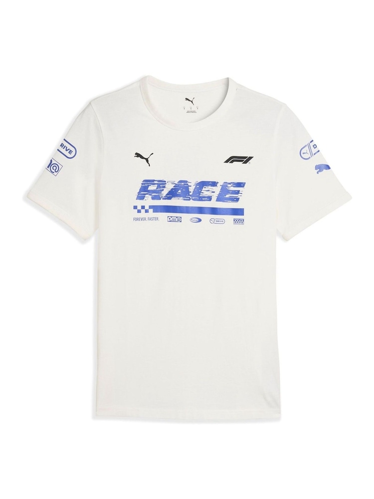 Puma White Mens F1 Graphic Ringer T-Shirt - Image 2 of 3