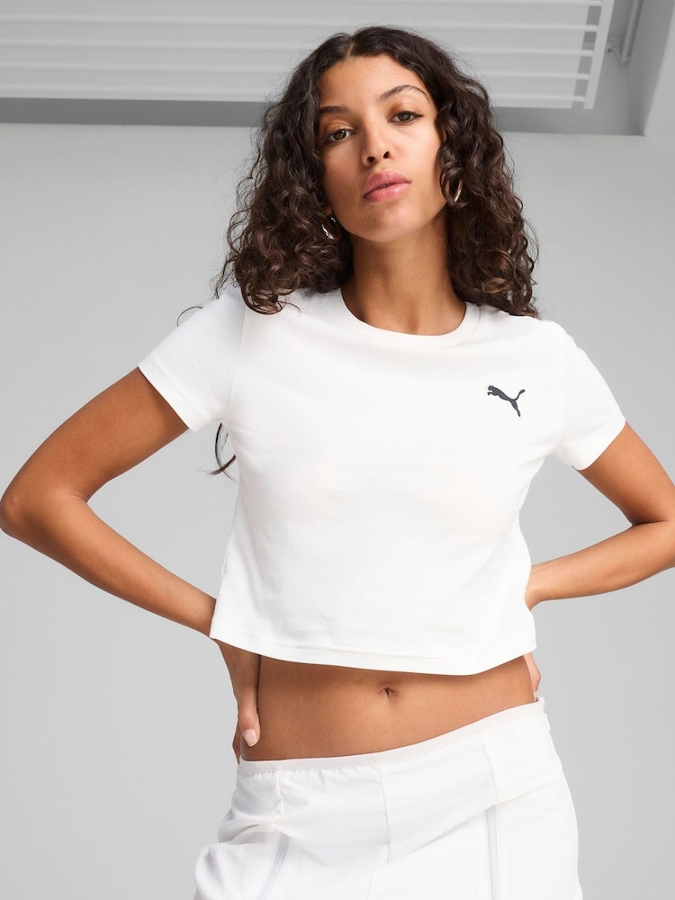 Puma White Womens WARDROBE ESS Baby T-Shirt - Image 1 of 5