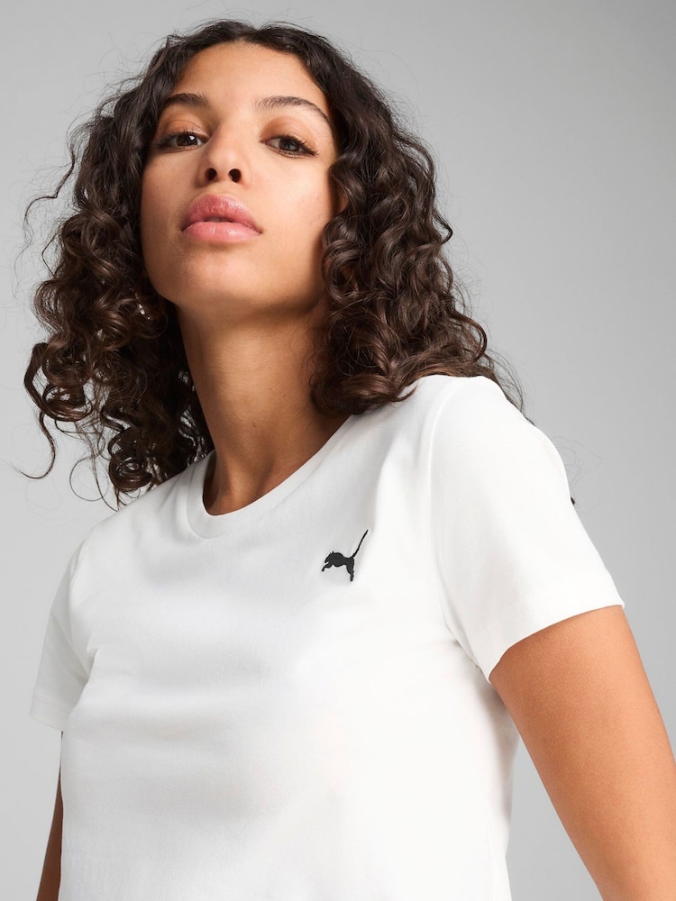 Puma White Womens WARDROBE ESS Baby T-Shirt - Image 5 of 5
