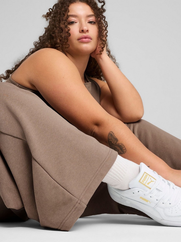 Puma Brown Womens Wardrobe Essentials Relaxed Wide Leg Sweatpants - Image 3 of 5