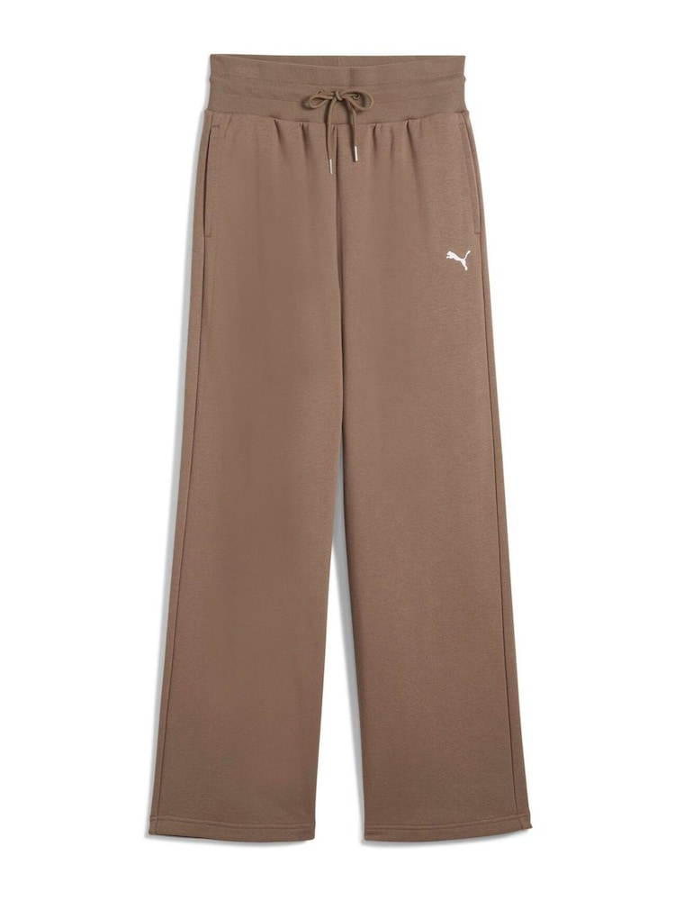 Puma Brown Womens Wardrobe Essentials Relaxed Wide Leg Sweatpants - Image 4 of 5