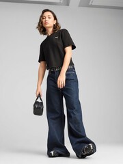 Puma Black Womens WARDROBE ESS Ribbed Relaxed T-Shirt - Image 1 of 3