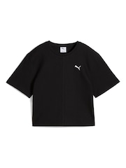 Puma Black Womens WARDROBE ESS Ribbed Relaxed T-Shirt - Image 2 of 3