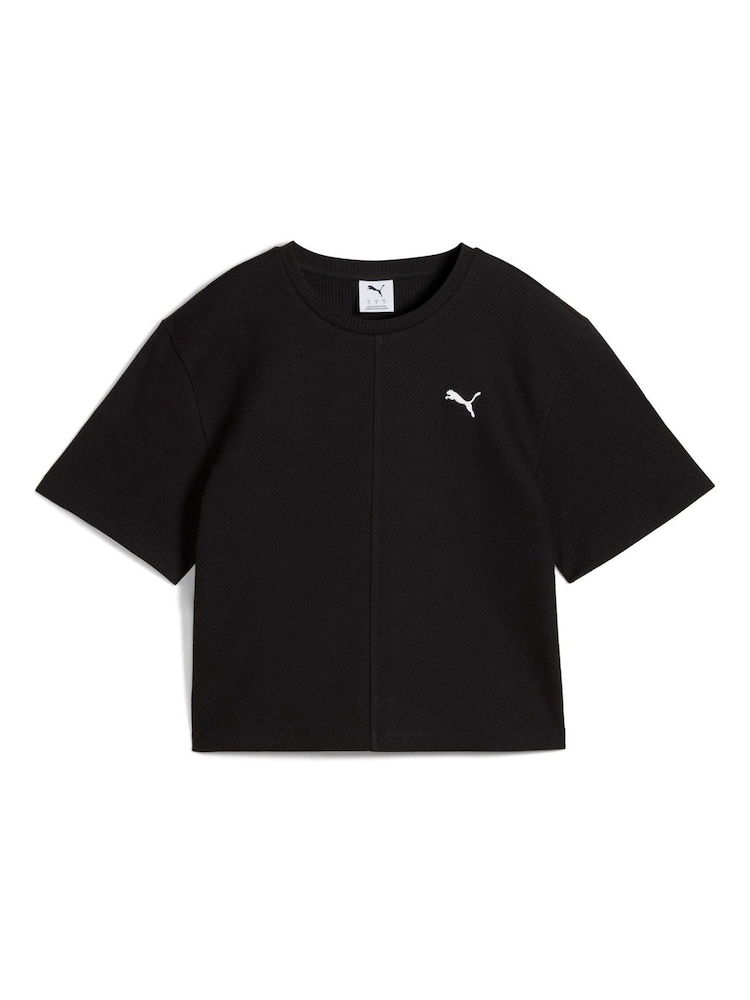 Puma Black Womens WARDROBE ESS Ribbed Relaxed T-Shirt - Image 2 of 3