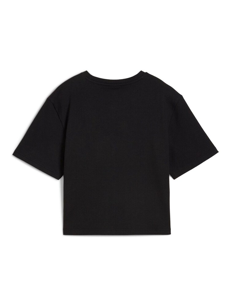 Puma Black Womens WARDROBE ESS Ribbed Relaxed T-Shirt - Image 3 of 3