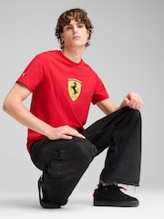 Puma Red Mens Scuderia Ferrari Race Coloured Big Shield T-Shirt - Image 1 of 3