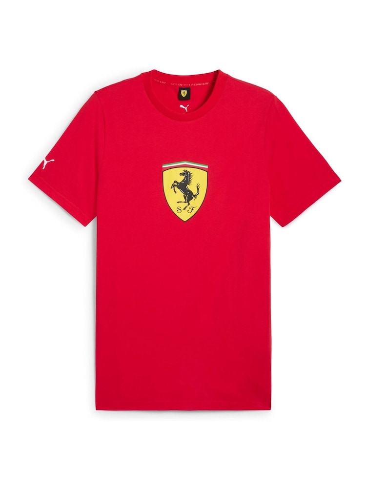 Puma Red Mens Scuderia Ferrari Race Coloured Big Shield T-Shirt - Image 2 of 3