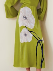 Monsoon Green Molly Floral Print Satin Dress - Image 2 of 5