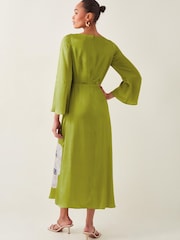 Monsoon Green Molly Floral Print Satin Dress - Image 3 of 5