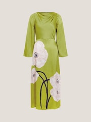 Monsoon Green Molly Floral Print Satin Dress - Image 5 of 5