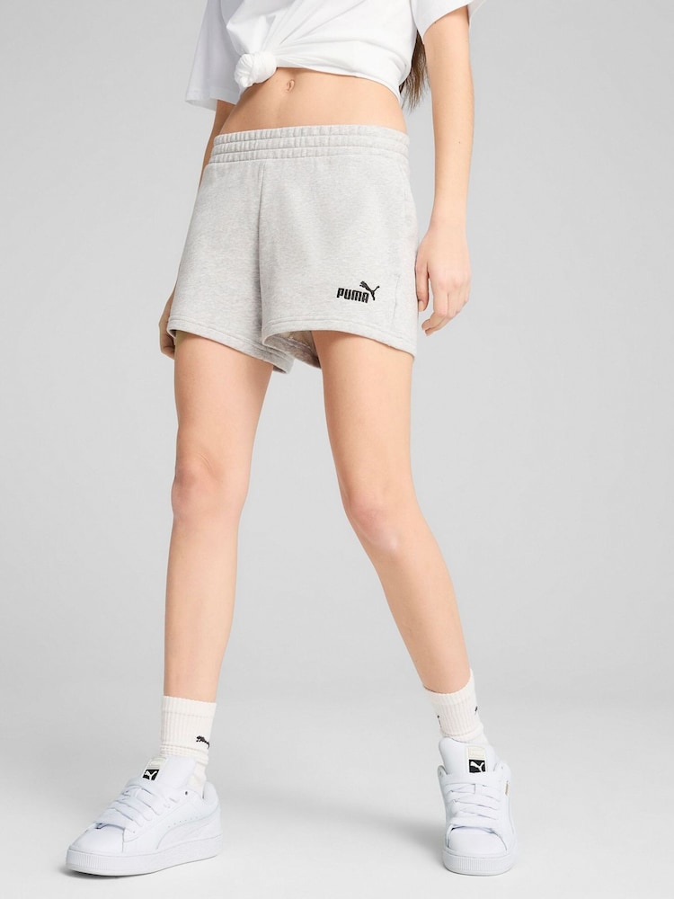 Puma Grey Womens ESS Small No. 1 Logo 4'' Shorts - Image 1 of 5 Puma Grey Womens ESS Small No. 1 Logo 4'' Shorts - Image 1 of 5