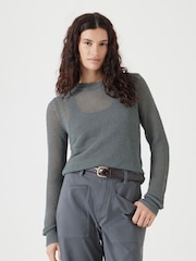 Hush Green Interest Stitch Knitted Jumper - Image 1 of 6