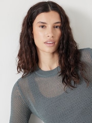 Hush Green Interest Stitch Knitted Jumper - Image 3 of 6