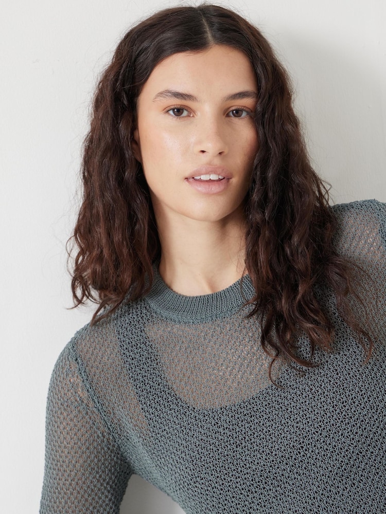 Hush Green Interest Stitch Knitted Jumper - Image 3 of 6