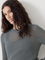 Hush Green Interest Stitch Knitted Jumper - Image 4 of 6
