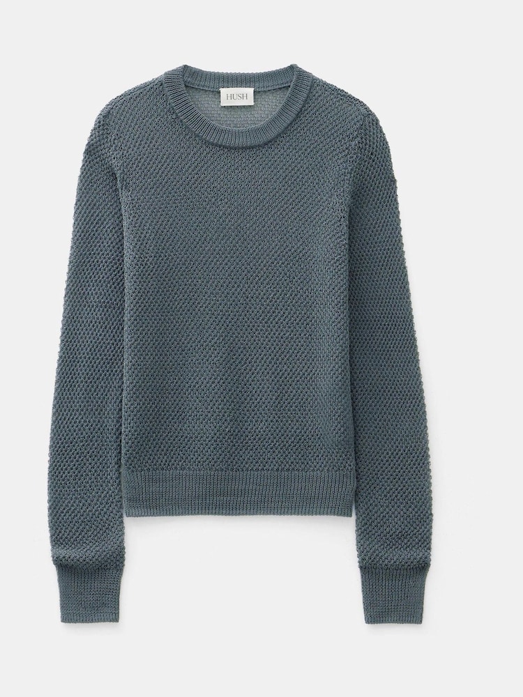 Hush Green Interest Stitch Knitted Jumper - Image 6 of 6