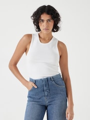 Hush White High Neck Ribbed Vest - Image 1 of 6