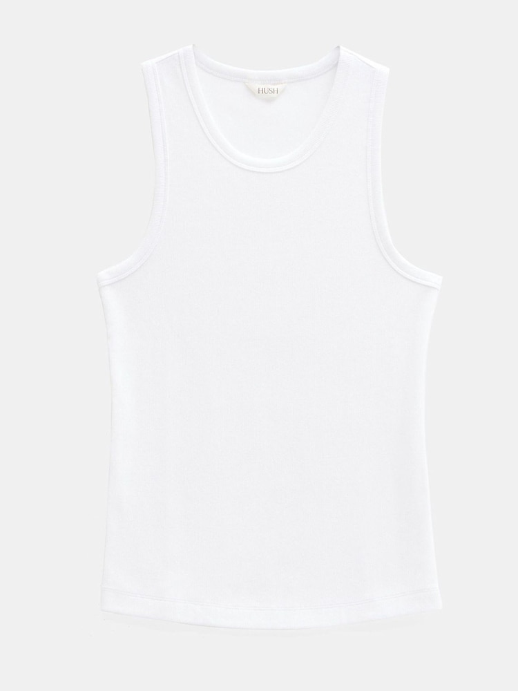 Hush White High Neck Ribbed Vest - Image 6 of 6