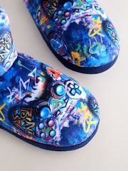 Blue Graffiti Gamer Cosy Slipper Boots - Image 3 of 5