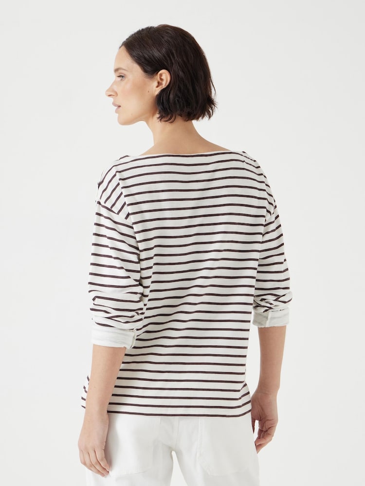 Blanco - Hush Slash Neck Stripe T-Shirt - Imagen 2 de 5 Blanco - Hush Slash Neck Stripe T-Shirt - Imagen 2 de 5