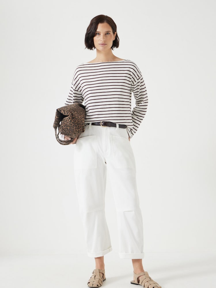 Hush White Slash Neck Stripe T-Shirt - Image 3 of 5