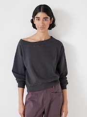 Hush Black Carlota Off Shoulder 100% Cotton Sweatshirt - Image 1 of 5