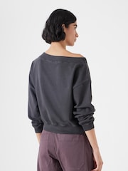 Hush Black Carlota Off Shoulder 100% Cotton Sweatshirt - Image 2 of 5