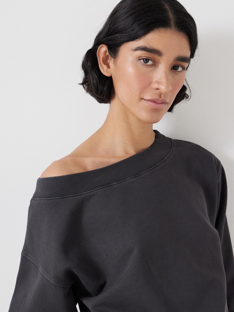 Hush Black Carlota Off Shoulder 100% Cotton Sweatshirt - Image 3 of 5