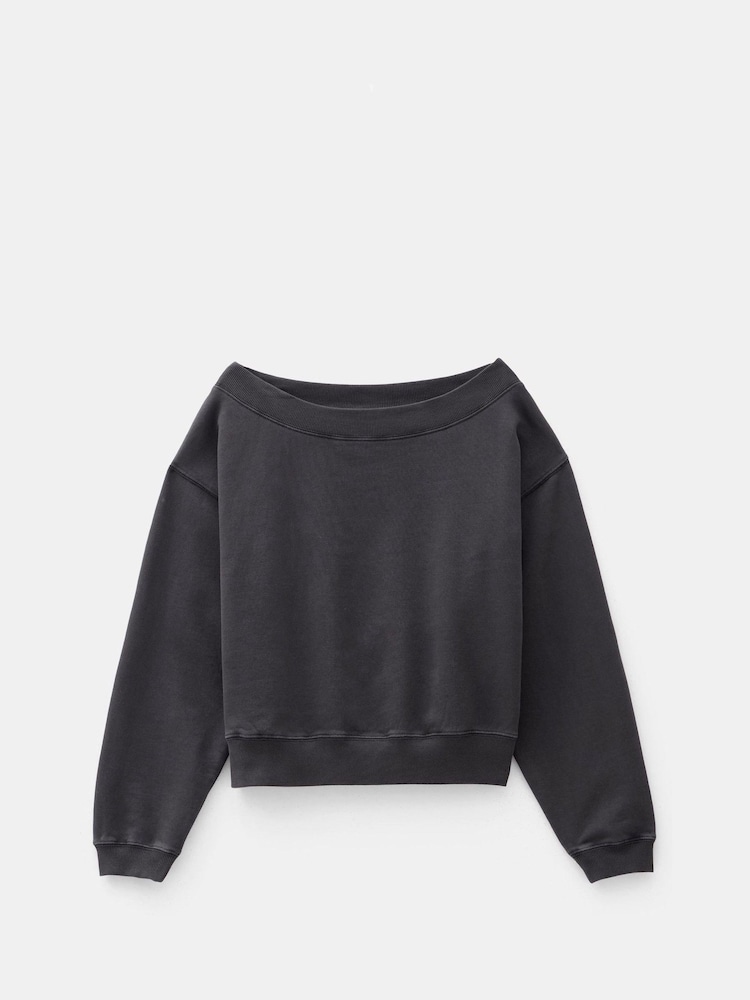 Hush Black Carlota Off Shoulder 100% Cotton Sweatshirt - Image 5 of 5