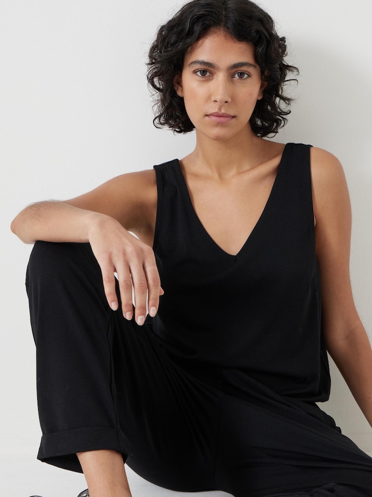 Hush Black Cropped Jersey Jumpsuit - Image 6 of 7