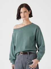 Hush Green Carlota Off Shoulder 100% Cotton Sweatshirt - Image 1 of 5