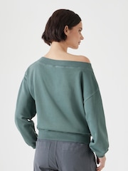 Hush Green Carlota Off Shoulder 100% Cotton Sweatshirt - Image 2 of 5