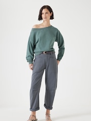 Hush Green Carlota Off Shoulder 100% Cotton Sweatshirt - Image 4 of 5