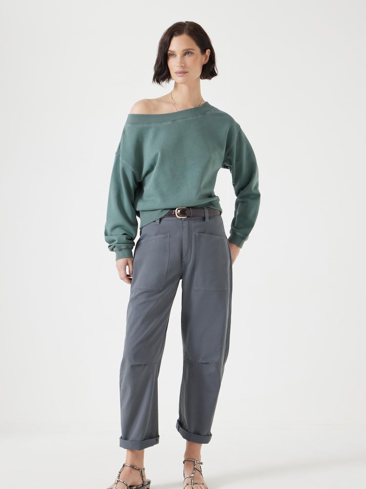 Hush Green Carlota Off Shoulder 100% Cotton Sweatshirt - Image 4 of 5