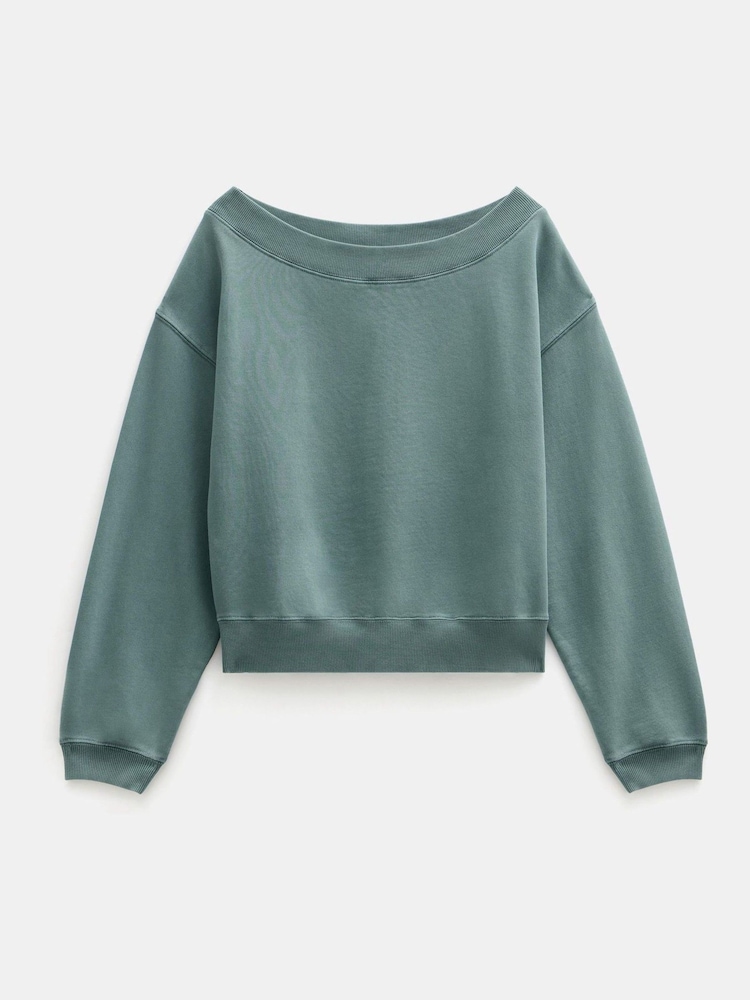 Hush Green Carlota Off Shoulder 100% Cotton Sweatshirt - Image 5 of 5