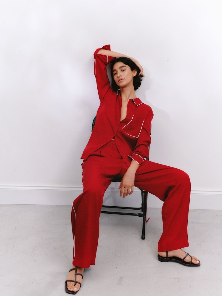 Rojo - Hush Kinsey Long Sleeve Piping Detailed Shirt - Imagen 1 de 6 Rojo - Hush Kinsey Long Sleeve Piping Detailed Shirt - Imagen 1 de 6
